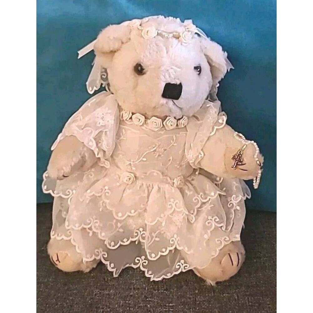 Vintage Rare 12" Teddy Bear  Communion Dress  EUC Collectors Bear RELIGIOUS